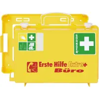 Soehngen Erste-Hilfe-Koffer Extra+ BÜRO SN-CD, DIN 13157, gelb, Reflektionsstreifen, inkl. Wandhalterung, befüllt, ABS-Kunststoff