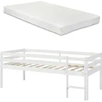 En.casa Kinderbett 'Siikalatva' 90x200cm mit Matratze mit Rausfallschutz Kiefernholz