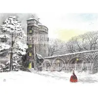 Pappnoptikum Adventskalender Burg Stolpen mit Coselturm – Nostalgische Illustration