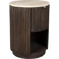 Dutchbone Marlow Beistelltisch/ Nachttisch Rund 45 cm Travertin/ Holz