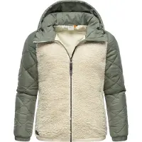 Ragwear Outdoorjacke "Leeloo" mit Kapuze Damen Übergangsjacke aus Teddyfleece mit gesteppten Ärmeln