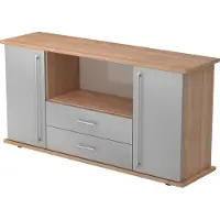 Hammerbacher Sideboard 2 Türen, 2 Schübe RE Nussb./Silber