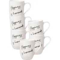 Villeroy & Boch Becher "Becher mit Henkel 'Happiness is Homemade' Statement 290 ml 6er Set weiß", weiß, 6 tlg., Porzellan, Trinkgefäße, Becher