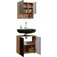 Vicco Badmöbel-Set Irma Anthrazit gepunktet 2 Teile, Unterschrank 60 cm, Model 47204