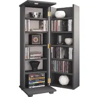 VCM Media-Regal "Holz Schrank CD DVD Regal abschließbar Engalo L", schwarz (anthrazit), B:31cm T:31cm, Regale, Media-Regal