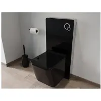 Vente-unique Dekoratives Unterputz-Spülkastenmodul für hängendes WC - Schwarz - SPINOSA