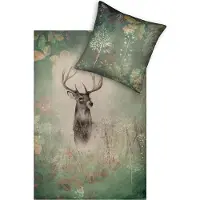 Estella Kuschelflanell Bettwäsche Wilbur moos 160x210 cm + 65x100 cm
