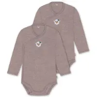 Normani 2er Pack Baby-Body Basic Merino Wickelbody Langarm mit Knopf - 9347