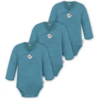 Normani 3er Pack Multipack Baby-Body Merino Wickelbody Langarmbody mit Knöpfen - 9345
