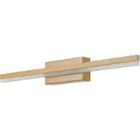 Licht-Erlebnisse LED Spiegelleuchte Edelstahl IP44 B: 50 cm Holz (Kiefer) länglich neutralweißes Licht 4000 K 820 lm
