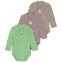 Normani 3er Set Baby-Body Wickelbody Langarm Toddler-Bodysuit aus Merinowolle - 9357
