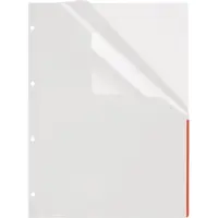 FolderSys Prospekthüllen A4 PP Euro-Lochung mit Indexstreifen VE=100 Stück transparent/rot