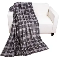 Mojawo Flanelldecke Karo Kuscheldecke Wolldecke Wohndecke 150x200cm Grau