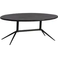 Wohnling Couchtisch 90x50x35 cm Mango Massivholz Metall Schwarz Sofatisch Oval Wohnzimmertisch mit natürlicher Holzmaserung Kaffeetisch Wohnzimmer