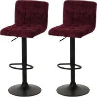 Mendler 2er-Set Barhocker MCW-G87, Tresenhocker Barstuhl, höhenverstellbar drehbar, Stoff Chenille (465g/m²) MVG bordeaux