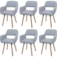 Mendler 6er-Set Esszimmerstuhl MCW-A50 II, Stuhl Küchenstuhl Polsterstuhl, Holz Stoff/Textil Cord (400g/m²) MVG hellgrau