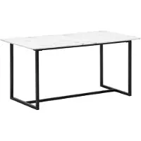 FineBuy Esszimmertisch 120x60x76 cm Küchentisch Weiß in Marmor-Optik Modern Esstisch Klein Speisetisch Rechteckig Tisch Esszimmer mit Metallbeinen