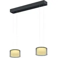 BANKAMP Grand 2297 flex LED-Pendelleuchte 2-flammig-Anthrazit matt-Kristallglas rauch-mit dim2warm (2200K - 2700K)