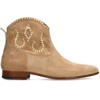 Manfield Beigefarbene Veloursleder-Stiefeletten mit goldfarbenen Details | Größe 39