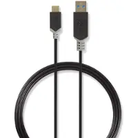 Nedis USB-Kabel - USB 3.2 Gen 1 - USB-A Stecker - USB-C Stecker - 60 W - 5 Gbps - Vergoldet - 1.00 m - Rund - PVC - Anthrazit - Box