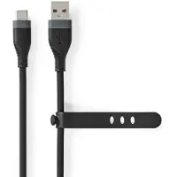 Nedis USB-Kabel - USB 2.0 - USB-A Stecker - USB-C Stecker - 15 W - 480 Mbps - Vernickelt - 1.50 m - Rund - Silikon - Schwarz - Box