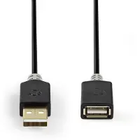 Nedis USB-Kabel - USB 2.0 - USB-A Stecker - USB-A Buchse - 480 Mbps - Vergoldet - 2.00 m - Rund - PVC - Anthrazit - Box