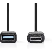 Nedis USB-C Adapter - USB 3.2 Gen 1 - USB-C Stecker - USB-A Buchse - 5 Gbps - 0.15 m - Rund - Vernickelt - PVC - Schwarz - Box
