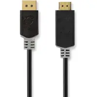 Nedis Displayport-Kabel - DisplayPort Stecker - HDMI Stecker - 4K@30Hz - Vergoldet - 1.00 m - Rund - PVC - Anthrazit - Box