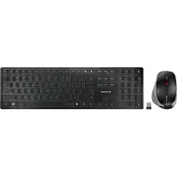 Cherry DW 9500 SLIM, Kabellos, RF Wireless + Bluetooth, Scherenschalter, QWERTY, Schwarz, Grau, Maus enthalten