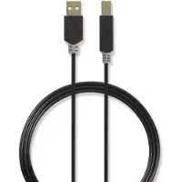 Nedis USB-Kabel - USB 2.0 - USB-A Stecker - USB-B Stecker - 480 Mbps - Vergoldet - 3.00 m - Rund - PVC - Anthrazit - Box