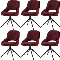 Mendler 6er-Set Esszimmerstuhl MCW-N73, Küchenstuhl, drehbar Auto-Return, Stoff/Textil Chenille (490g/m²) bordeaux