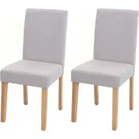 MCW 2er-Set Esszimmerstuhl Stuhl Küchenstuhl Littau Textil, creme-beige, helle Beine