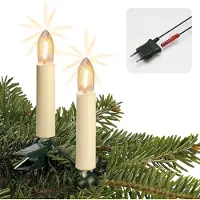 Hellum Lichterkette Weihnachtsbaum LED Filament, innen 20 teilig, Germany, Riffelkerzen, Schaft elfenbein 814019