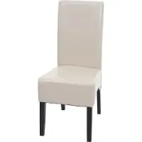 MCW Esszimmerstuhl Crotone, Küchenstuhl Stuhl, Leder creme, dunkle Beine
