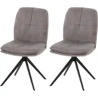 MCW 2er-Set Esszimmerstuhl MCW-M68, Küchenstuhl Lehnstuhl, drehbar Auto-Position, Metall Stoff/Textil grau