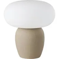 Eglo Tischlampe Cahuama, Nachttischlampe mit Lampenschirm, Tischleuchte aus Keramik in Hellbraun und Glas in Weiß, E27 Fassung, 30 cm