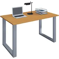 VCM Holz Schreibtisch | H. 76 x B. 140 x T. 50 cm | Computertisch schlicht | Füße aus hochwertigem Metall | Arbeitstisch | Büromöbel - Lona U