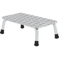 Munk Arbeitspodest, Aluminium, verschweißte Rohrkonstruktion, Warzenblechstufen, rutschfest, Bis 150 kg, Trittfläche B 550 x T 300 mm, 1-stufig