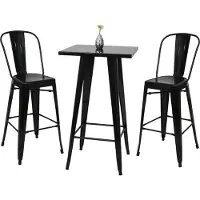 Mendler Set Stehtisch + 2x Barhocker MCW-A73, Barhocker Bartisch, Metall Industriedesign schwarz