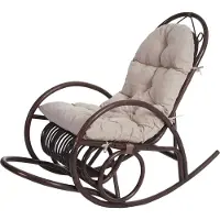 Mendler Schaukelstuhl MCW-C40, Schwingsessel Rattansessel, braun Auflage creme