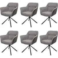 Mendler 6er-Set Esszimmerstuhl MCW-K33, Küchenstuhl Stuhl, drehbar Auto-Position, Stoff MVG Kunstleder, grau-dunkelgrau