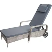 Mendler Poly-Rattan Sonnenliege Cesena, Relaxliege Gartenliege Liege, Alu grau, Kissen dunkelgrau