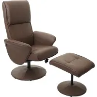 Mendler Relaxsessel Stockholm, Fernsehsessel Relaxliege TV-Sessel mit Hocker Kunstleder, taupe