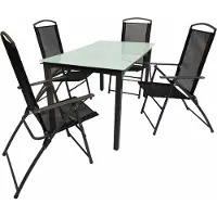 VCM 5-tlg Gartenmöbel Set | Sitzgruppe Essgruppe | 1x Tisch, 4x Stühle | Tisch Maße ca. H. 76 x B. 140 x T. 80 cm | Hochlehner Set 140M
