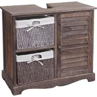 Mendler Waschbeckenunterschrank MCW-H20, Badezimmer Waschtisch, Massiv-Holz Korb-Schublade 60x65x31cm shabby braun