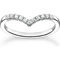 Thomas Sabo Ring V Form mit Weissen Steinen Silber