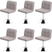 Mendler 6er-Set Esszimmerstuhl Drehstuhl Stuhl Cadiz Kunstleder Chrom taupe-grau