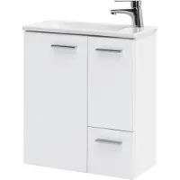 MÖBELPARTNER Waschplatz Matteo BxHxT 50 x 60 x 25 cm Frontfarbe weiß mit Waschtisch Keramik weiß