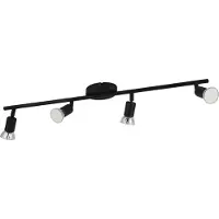 Eglo LED Deckenlampe Buzz-LED, Spotbalken 4-flammig, Deckenstrahler aus Metall in Schwarz. Spot Deckenleuchte inkl. GU10 Leuchtmittel, warmweiß