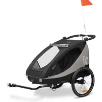 Hauck Fahrradkinderanhänger "2in1 Bike Trailer und Buggy Dryk Duo Plus, black" für 2 Kinder; inklusive Deichsel